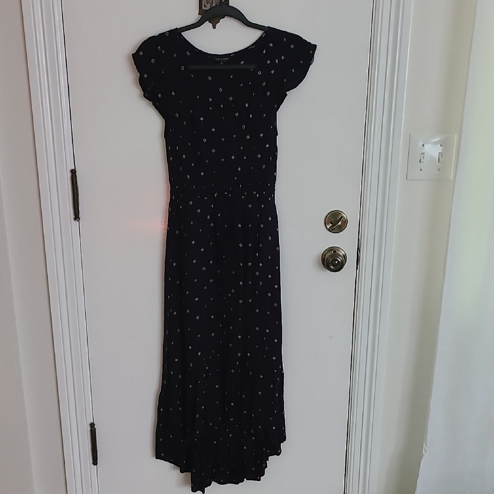 Lucky Brand Navy Blue Maxi Dress with Diamond Print